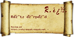 Rátz Árpád névjegykártya